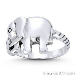 Elephant Spirit Animal Stackable Ring in .925 Sterling Silver - Size 6